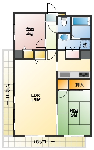 【間取り】 | アークハイツ上永谷 | ペット飼育可！２ＬＤＫの間取り！