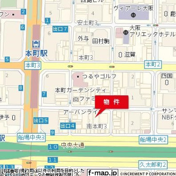大阪市中央区南本町３丁目の店舗事務所の地図
