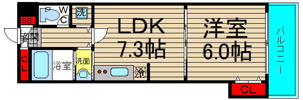 ゼフェロス南堀江の間取り