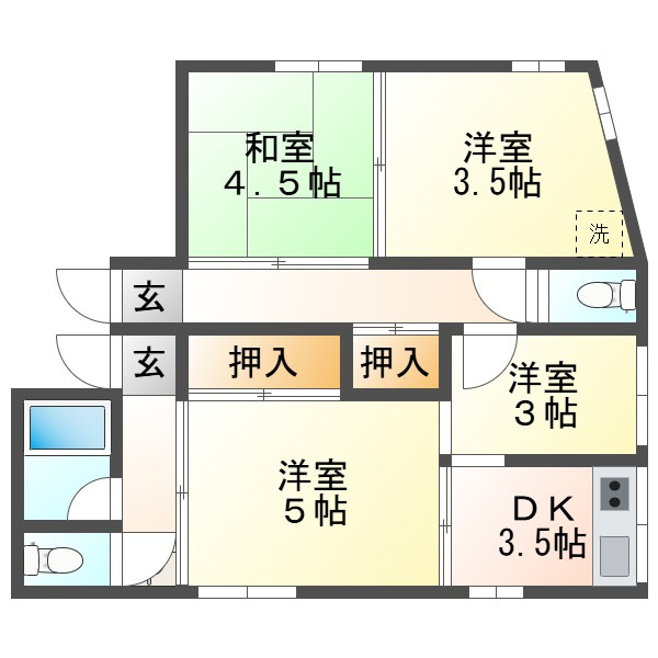 垂水区テラスハウスの間取り