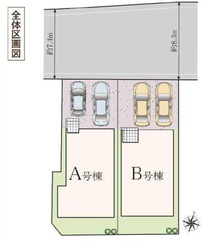 三鷹市大沢3丁目 西武多摩川線 多磨駅 新築戸建の区画図