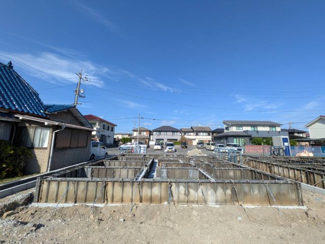 岡山市南区築港栄町　4棟①号棟の外観|◆①号地建築中の様子です。現在基礎工事中（2026/10/17現在）