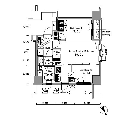 台東区柳橋２丁目の賃貸マンションの間取り