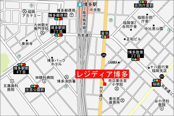 レジディア博多の地図