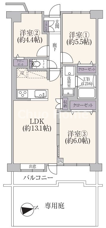 パークライフ綾瀬の間取り|新規リノベーション施工が完了いたしましたのでいつでも内覧が可能です。安心のアフターサービス保証付きですのでご購入後も安心して暮らせます。