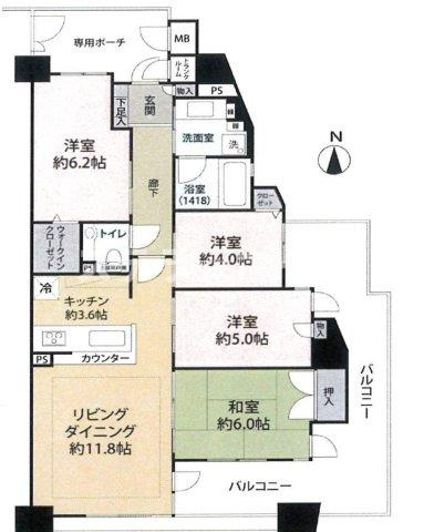 グランディア新森の間取り|陽当たり良好な角部屋です