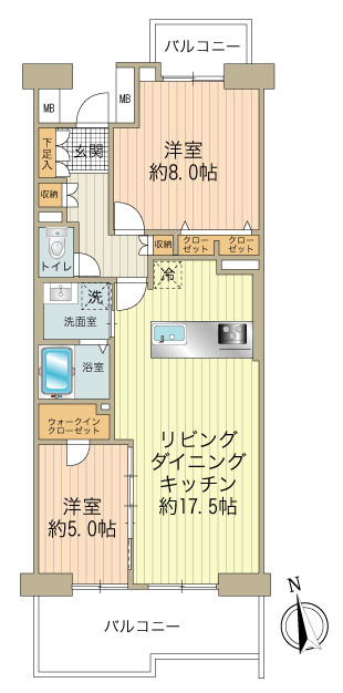 69.25㎡2LDKタイプ、フルリフォームのお部屋