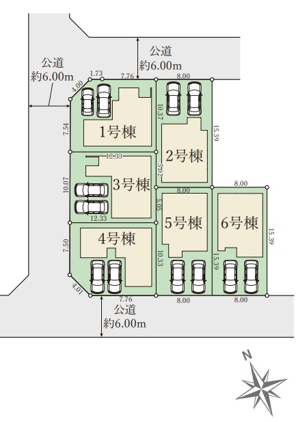 明石市大久保町松陰山手　第1期　新築一戸建ての区画図|全6区画