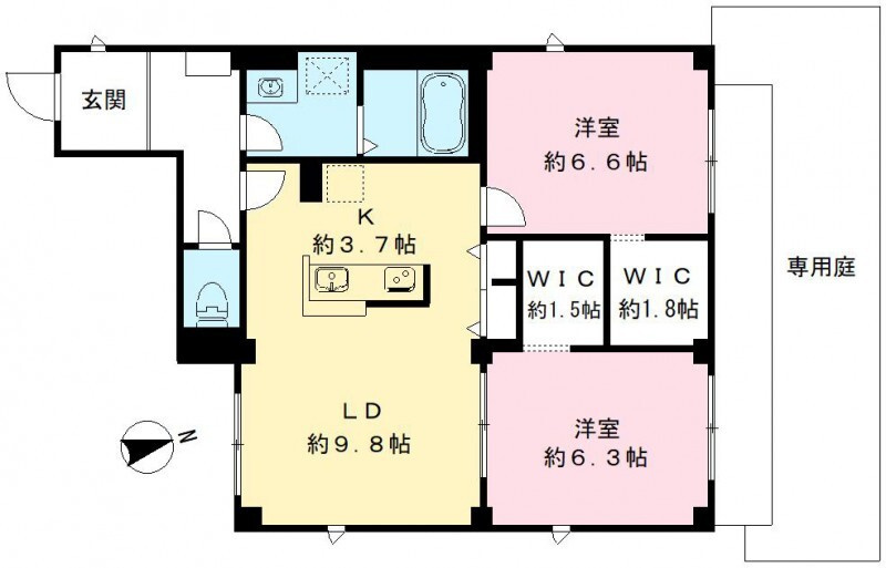府中市若松町１丁目のアパートの間取り
