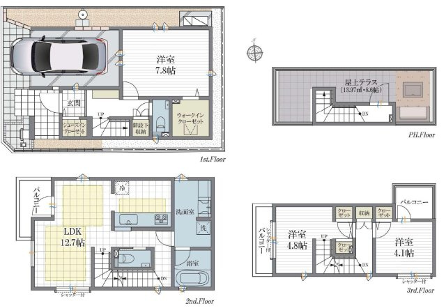 三鷹市下連雀4丁目 中央線 三鷹駅 新築戸建の間取り