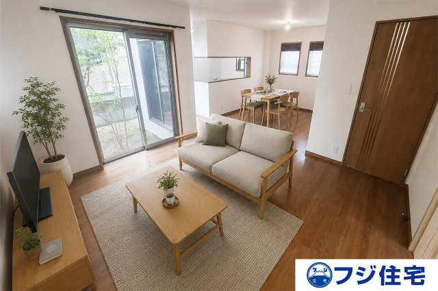 富田林市藤沢台７丁目の居間・リビング|※バーチャルステージング画像（AI合成）です。合成された家具等は販売価格に含まれません。