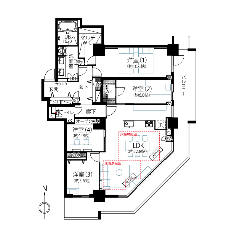 キャナルワーフタワーズウエストの間取り|28階部分・南東角部屋住戸につきまして日当たり・通風・眺望良好。新規リノベーション施工が完了いたしましたのでいつでも内覧が可能です。安心のアフターサービス保証付きですのでご購入後も安心して暮らせます。