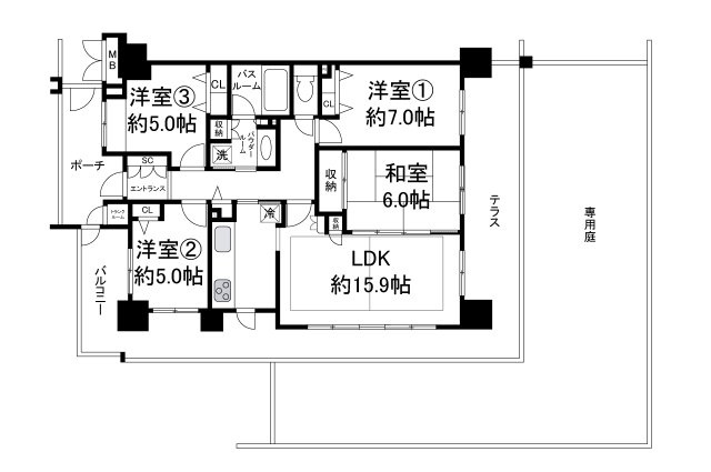 ローレルコート鳳の間取り|間取り図：現状でのお引渡しになります。詳細はお問合せください。