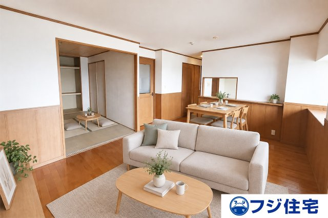 グレイスランドマーク堺・光明池の居間・リビング|LDK：バーチャルステージング画像（AI合成）です。合成された家具等は販売価格に含まれません。