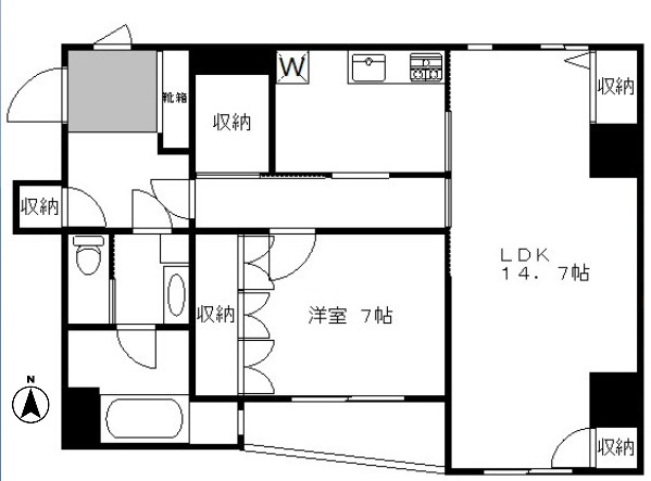 バスクコート　礼金0　駅近　1フロア1住戸　最上階の間取り