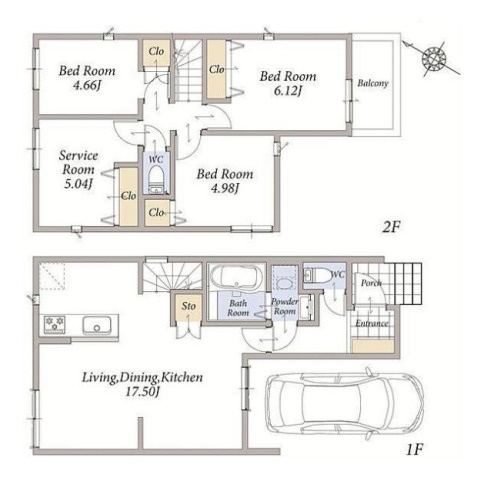 さいたま市見沼区大谷01525②2　新築一戸建て　オープンプレイス七里ソレイユ　02の間取り|【全2棟・2号棟】さいたま市見沼区大谷01525②2　新築一戸建て　オープンプレイス七里ソレイユ　02・3LDK+S・土地面積80.44m2・建物面積85.08m2