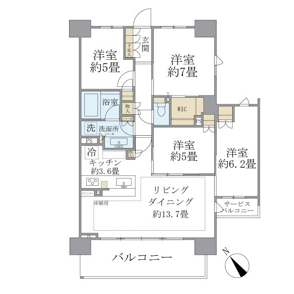 ＢｒｉｌｌｉａＣｉｔｙ　石神井公園　ＡＴＬＡＳ　　７号棟の間取り
