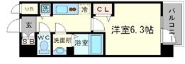 プレサンス難波セレクトの間取り|プレサンス難波セレクト　柱が無いお部屋で、広々とした間取