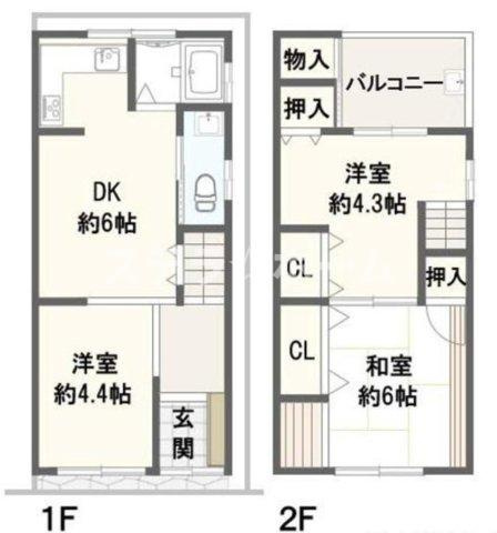木川西1　中古戸建の間取り|2階建て戸建です