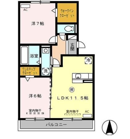 熊本市東区下江津７丁目のアパートの間取り