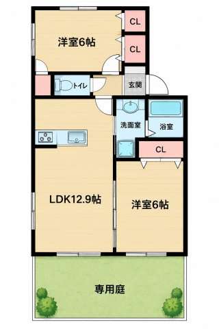ティアラ観世音寺Ⅱの間取り