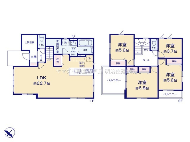鶴ヶ島市上新田1期　新築戸建の間取り