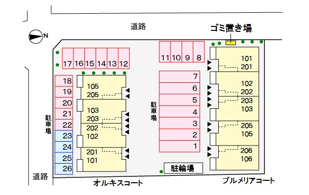 プルメリアコートの区画図