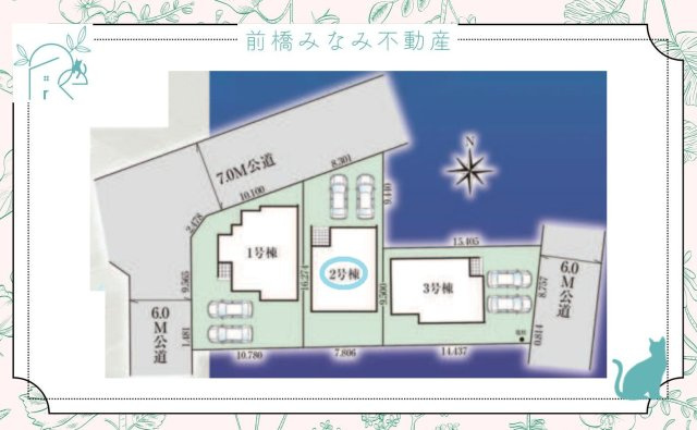 【新築】高崎市東貝沢町2期　２号棟(全３棟)　グラファーレ　新築建売分譲の区画図