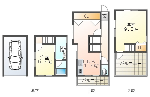 東朝霧丘貸家の間取り