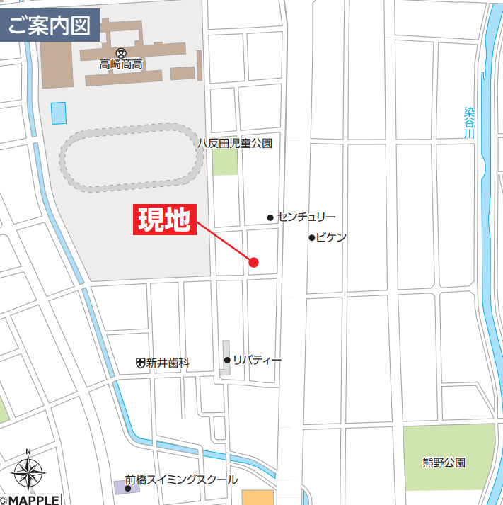 【新築】高崎市東貝沢2丁目　限定１棟　ハートフルタウン　新築建売の地図