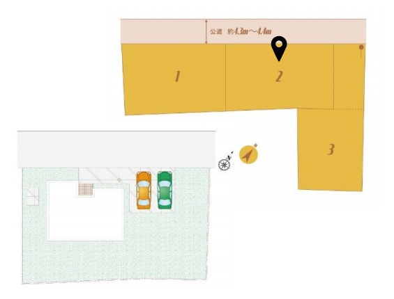 鴻巣市屈巣　新築一戸建て　３区画　02の区画図|2号棟