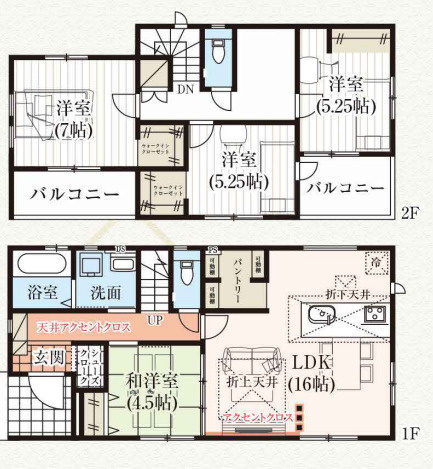 読谷村高志保新築戸建て　2号棟（全2棟）の間取り