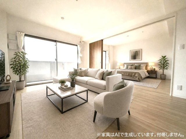 アルファスマート草津新浜町の居間・リビング|LDK　※家具はAIで生成しております。付帯いたしません。