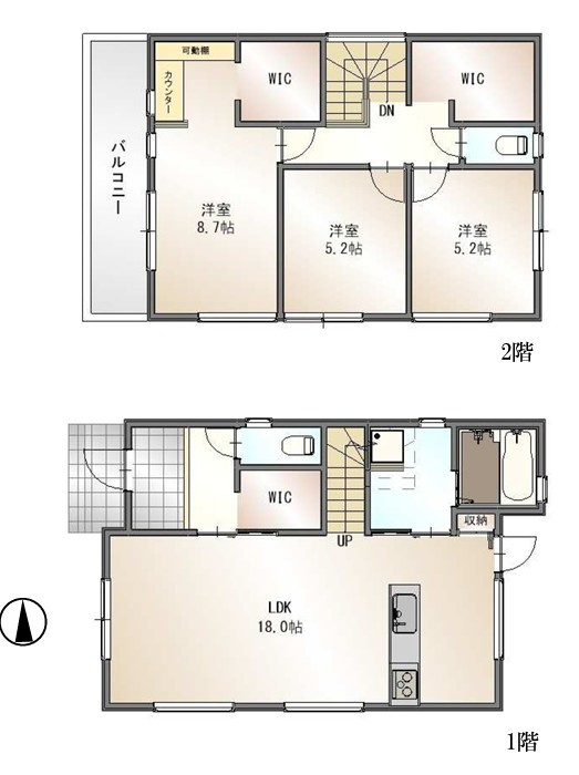 明石市大久保町高丘2丁目　新築戸建の間取り|●年中無休：当日予約可●全居室南向きで陽当たり良好！ウォークインクローゼット多数！ゆったりバルコニー