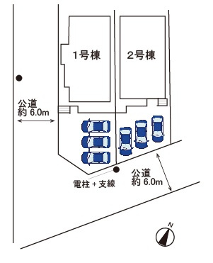 小牧市大字本庄字郷浦　新築戸建　1号棟の区画図|駐車並列3台可能