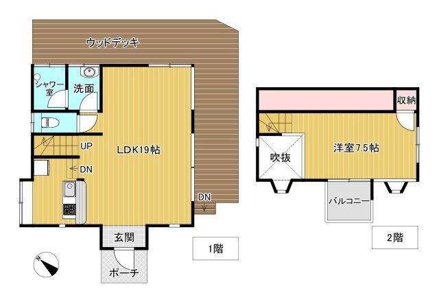 木々に囲まれたプライベート感のあるコンパクトな物件の間取り