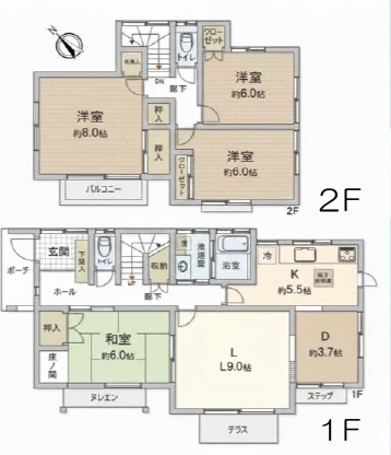 中古一戸建て　狭山市柏原の間取り|４LDK