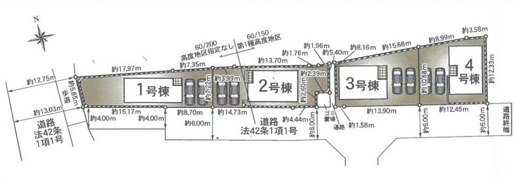 姫路市勝原区山戸　第5期　新築一戸建ての区画図|全４区画