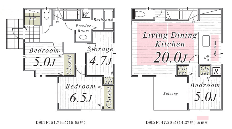 練馬区向山3丁目　7家族様限定×新コミュニティ　新規開発分譲の間取り|D号棟　3LDK+S+SIC　敷地面積 100.48ｍ2　建物面積 98.95ｍ2