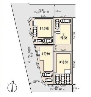 【仲介手数料無料】新築戸建　東松山市高坂3-22-1（全4棟）の区画図