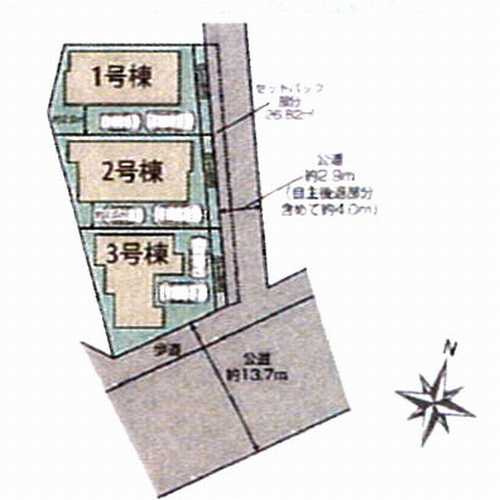 小田原市小八幡1丁目　新築戸建全3棟　2号棟の区画図