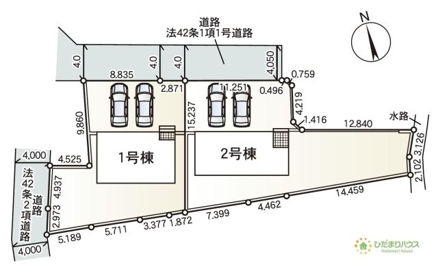 【区画図】 | 阿見町若栗第7　新築戸建　2号棟 | 敷地広々60坪以上！！広ーいお庭で家庭菜園なども実現できちゃいますね！
（2号棟）