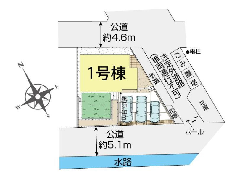 伊勢原市下落合新築戸建て　1号棟の区画図|区画図「伊勢原市下落合新築戸建て」