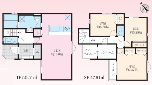 JR魚住駅まで徒歩10分　魚住町西岡2期　新築戸建ての間取り