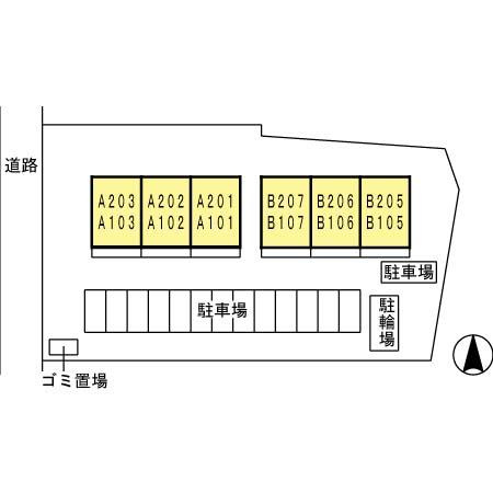 熊本市東区花立６丁目のアパートの区画図