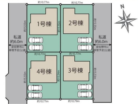 泉佐野市日根野　新築一戸建ての区画図|全４区画