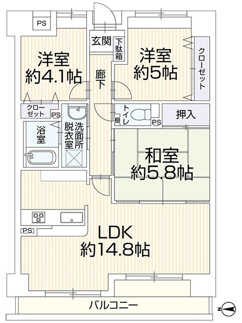サンメゾン若江岩田◆リフォーム済み再生マンション◆の間取り