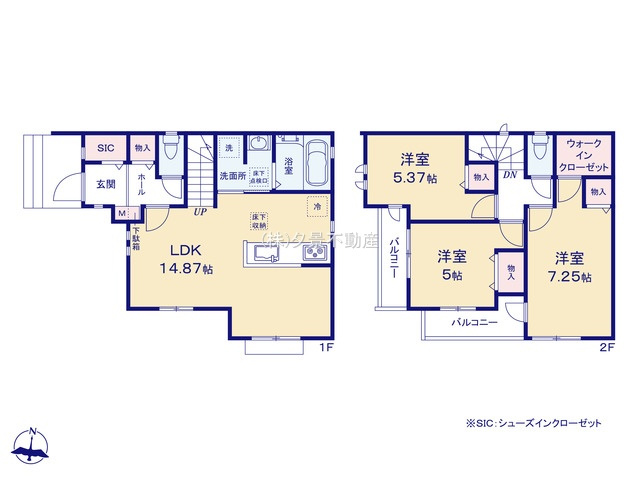 《仲介手数料無料》三鷹市北野４丁目9-40新築一戸建てハートフルタウンの間取り