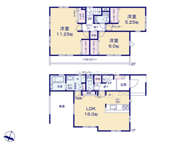 越谷市蒲生東町2期　新築一戸建ての間取り