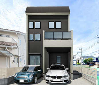 茅ヶ崎市東海岸北５丁目　新築戸建の外観パース|イメージパスですので実際のものと多少異なります